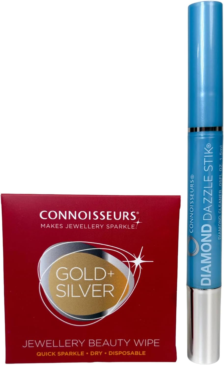 Connoisseurs Schmuckreiniger Set | Diamond Dazzle Stick und 6 Reinigungstücher | Jewelry Cleaner für
