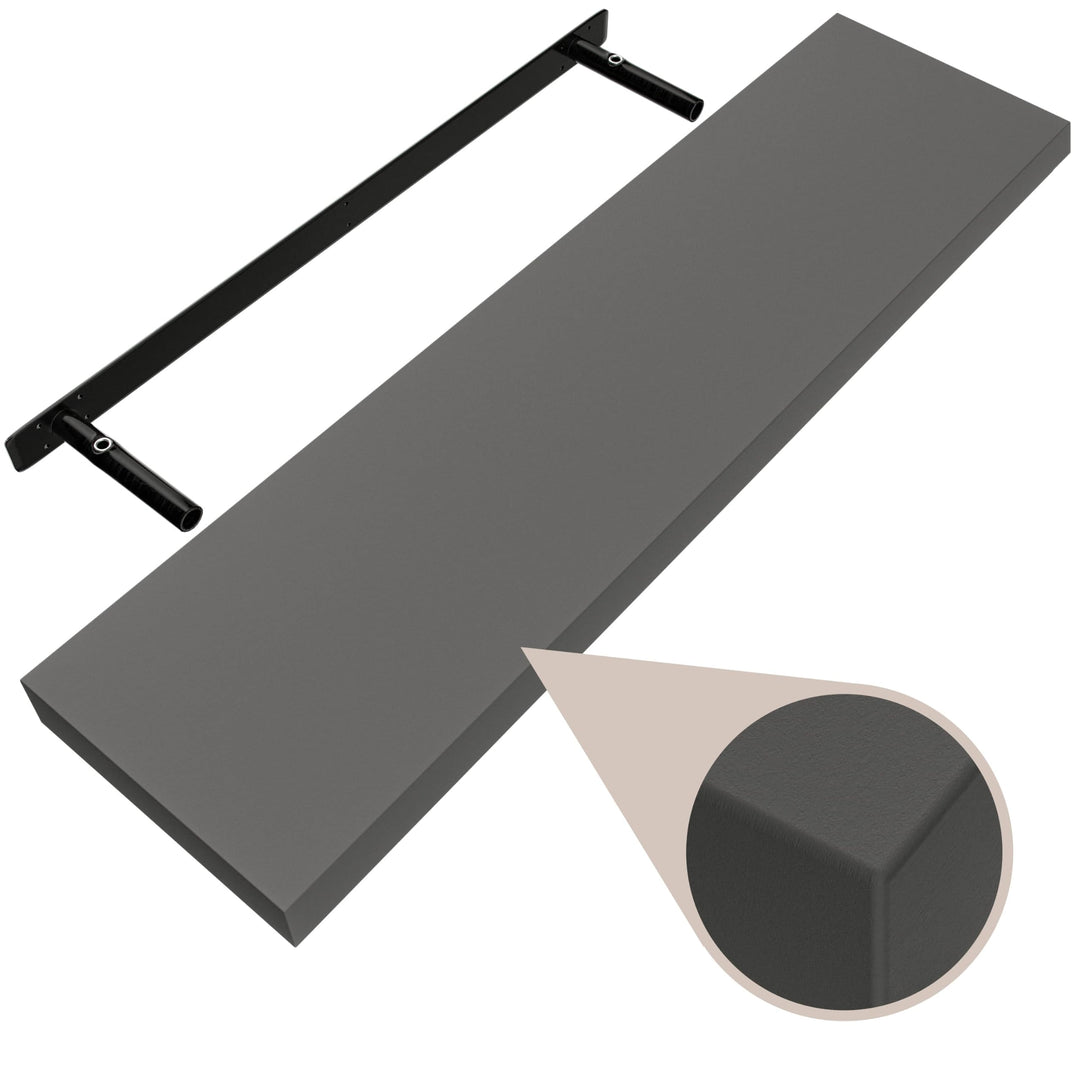 Casaria® Wandregal Holz Grau Regal mit Halterung 15kg Tragkraft Hängeregal Küche Wohnzimmer Flur Wan