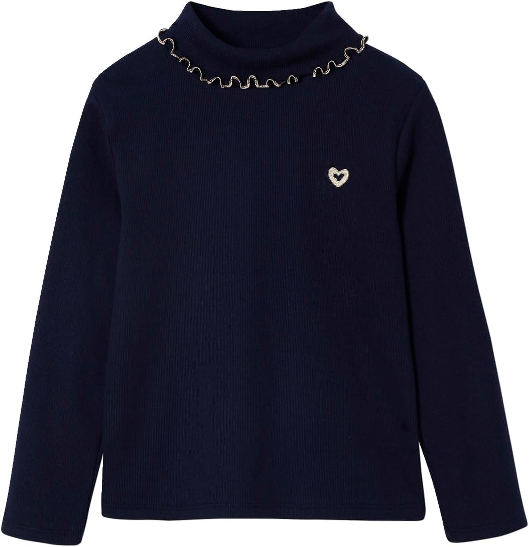 VERTBAUDET2er-Pack gerippte Mädchen Langarmshirts mit Stehkragen Basic Blanc 146-152, Blanc 146-152