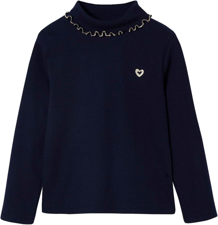 VERTBAUDET2er-Pack gerippte Mädchen Langarmshirts mit Stehkragen Basic Blanc 146-152, Blanc 146-152