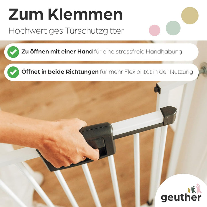Geuther Türschutzgitter Easylock Plus | Treppenschutzgitter ohne Bohren Breite 160,5-168,5 cm | Türg