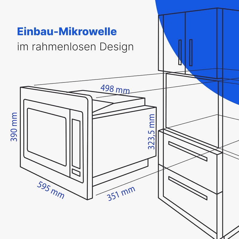 Bomann MWG 3001 H EB, 3 in 1- Einbau-Mikrowelle mit Grill und Heissluft, LCD-Display, 8 Automatikpro