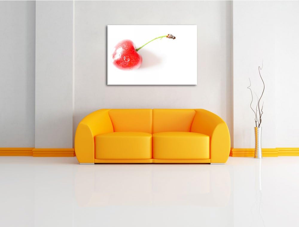 Pixxprint kleine Kirsche auf Leinwand, XXL riesige Bilder fertig gerahmt mit Keilrahmen, Kunstdruck