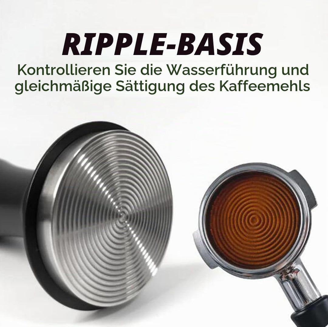 Kaffee Tamper 58mm mit Silikonpad - Espresso Stampfer Edelstahl Kalibriert mit Feder für 58mm Siebtr