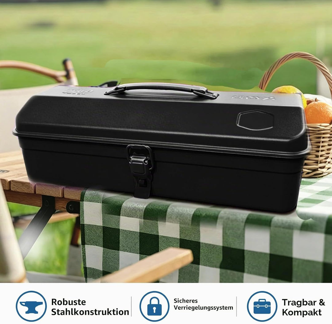 Mehrzweck-Werkzeugkiste mit Schlossschnalle, 37×16×12cm Leer Gross Werkzeugbox, Robust Langlebig Tra
