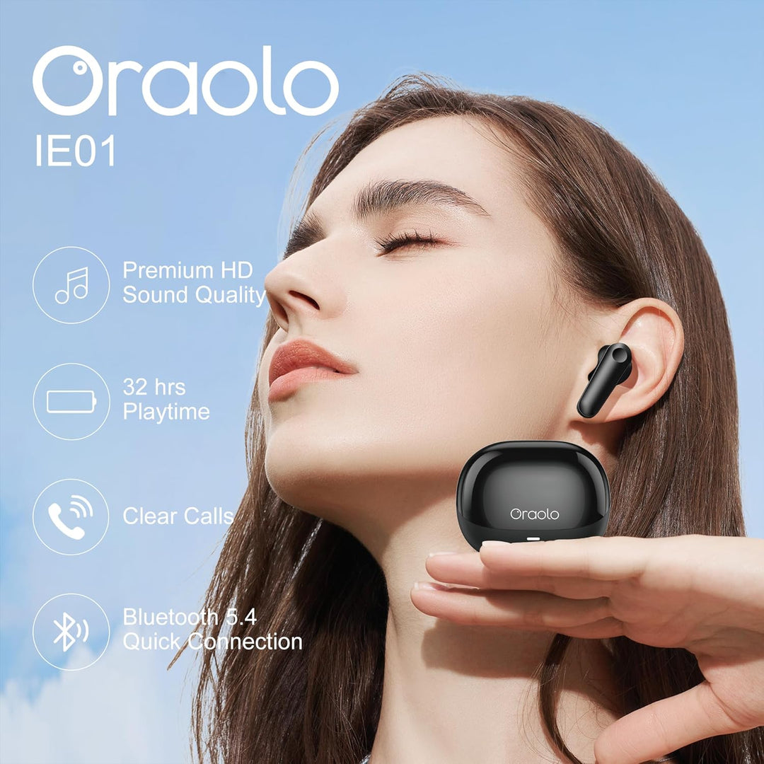 oraolo Kopfhörer Kabellos Bluetooth, In Ear Kopfhörer BT5.4 mit 4 ENC Noise Cancelling Mic, Mini Blu