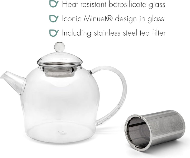 Bredemeijer Teekanne Minuet Glas 1,5L +Edelstahlfilter