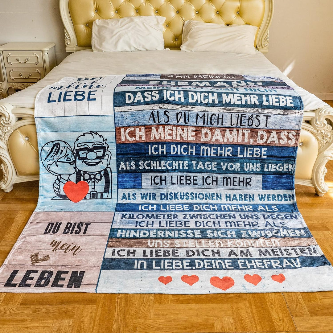 KEMEILA Personalisiertes Deckengeschenk Für Meinen Mann, Bedruckte Sofa-Reisedecke, Weihnachten Gebu