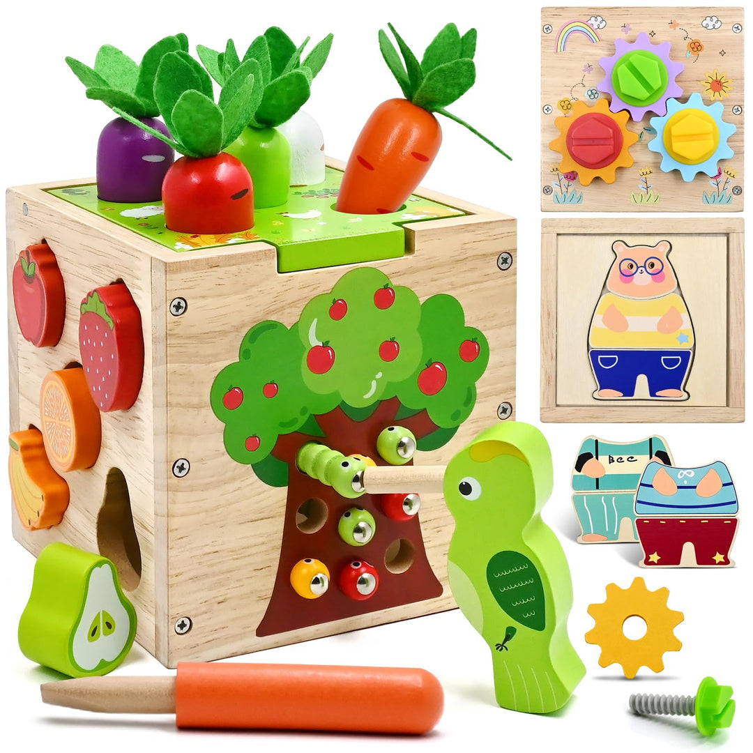 Motorikwürfel 5 in 1 Aktivitätswürfel Spielzeug ab 1 2 3 4 jahr Geschenk, 49 Pcs Montessori Lernspie