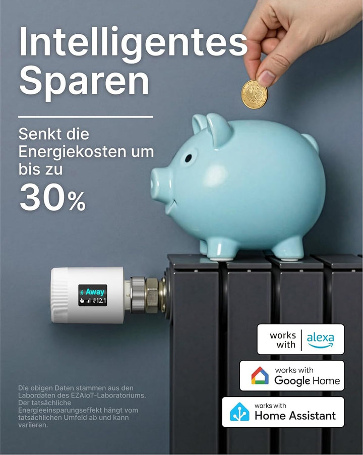 WLAN Heizkörperthermostat TRV901W – Smart Heizungsthermostat mit App & Alexa, Thermostat Heizung ohn