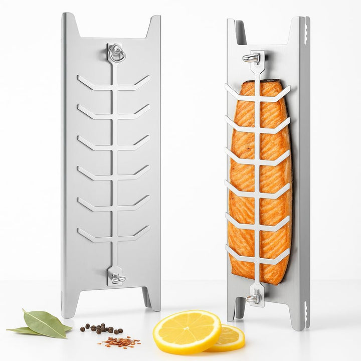 Flammlachshalter Edelstahl 59,5 cm – Grillzubehör für Feuerschale & BBQ, Lachsbrett Halterung rostfr