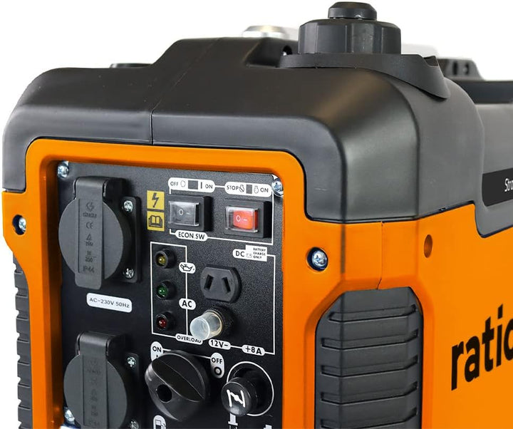 ration1 Notstrom Generator 1900 W, Benzin 4 Takt, reine Sinuswelle, Inverter, mit USB, 230 V Steckdo