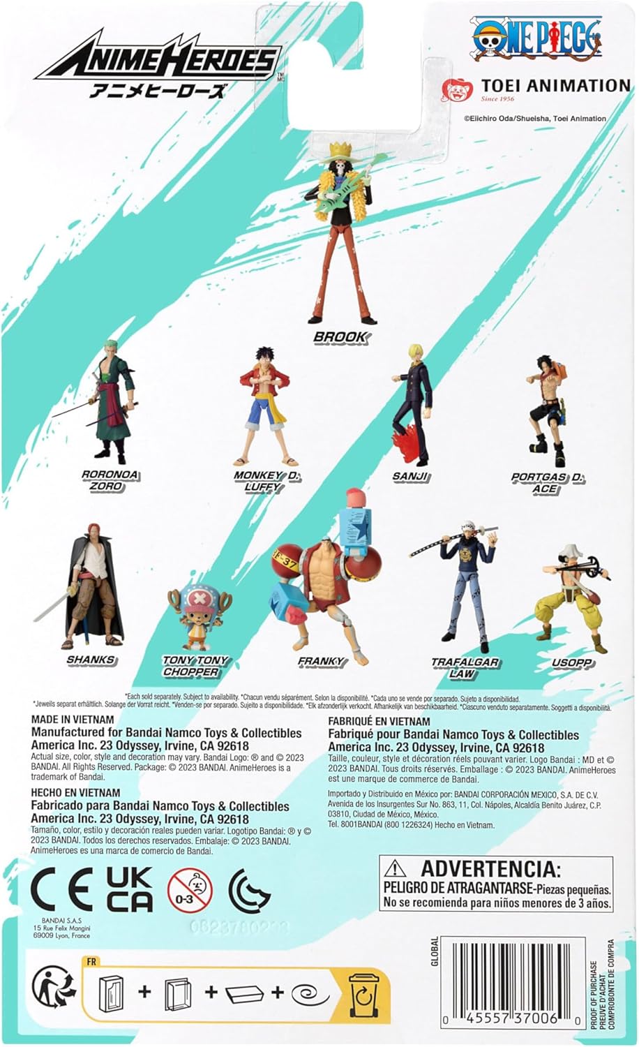 BANDAI – Anime Heroes - One Piece - Anime Heroes Figur 17 cm - Brook - 37006, Brook
