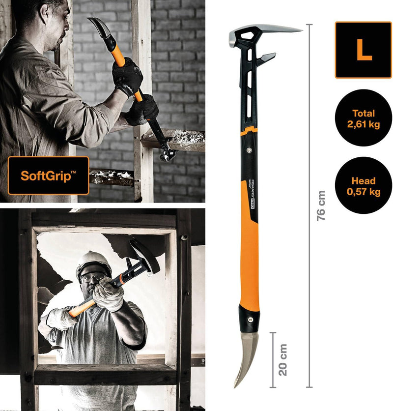 Fiskars Abbruchwerkzeug IsoCore L für eine Vielzahl von Abbrucharbeiten, Länge: 75,3 cm, Gewicht: 2,