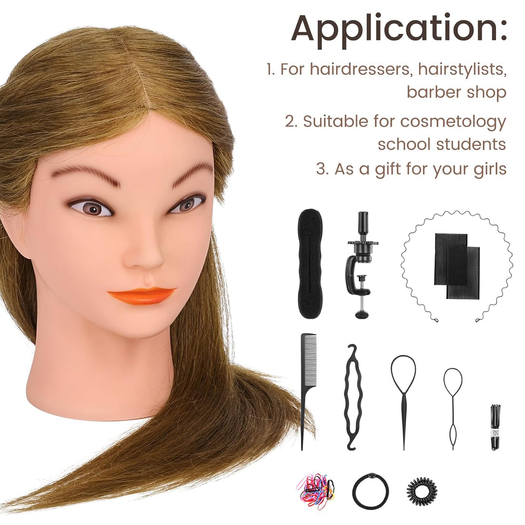 Frisierkopf Echthaar, TopDirect 18 Zoll 45 cm Übungskopf 100% Echthaar Cosmetology Mannequin Puppenk