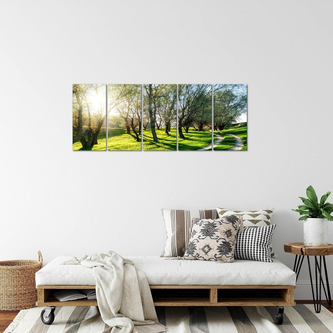 Runa Art Bild Wald Landschaft Wandbilder auf Vlies Leinwand 5 Teilig Wanddekoration Schlafzimmer Woh