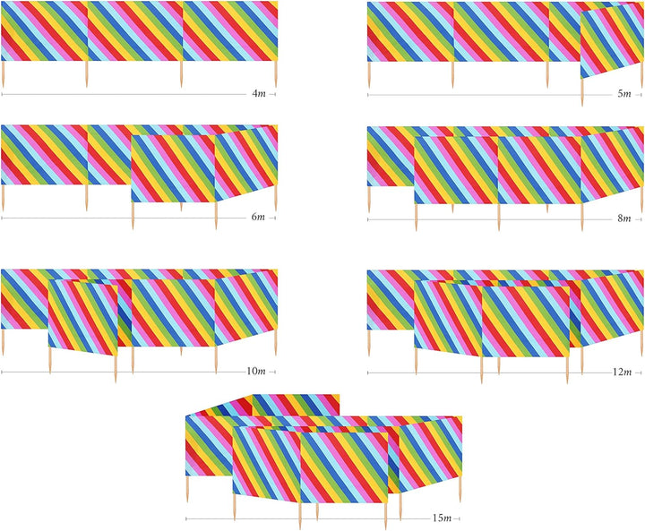 Ladeheid Windschutz Strand Sichtschutz mit Holzstab praktisches Strand Zubehör LAEX001 10 m Bunte St