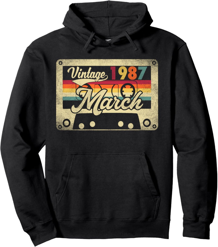 March 1987 35th Birthday Gift Vintage Cassette Retro Best Of Pullover Hoodie