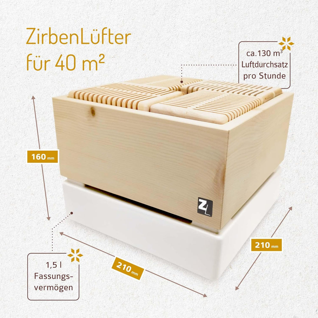 Zirben Familie I ZirbenLuftreiniger AURA PLUS Luftreiniger & Luftbefeuchter für Räume bis 40 m² I ge
