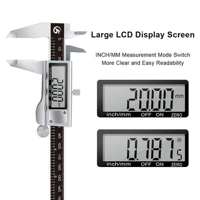KETOTEK Messschieber Digital Schieblehre Edelstahl, 150mm / 6-Zoll Schublehre mit Ersatzbatterie, Ca