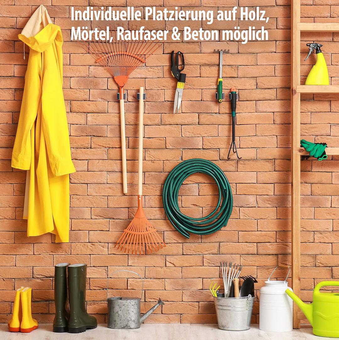 Maila® Gerätehalter (10er Set) - Robuster 304er Edelstahl rostfrei - Besenhalterung Wand mit starker