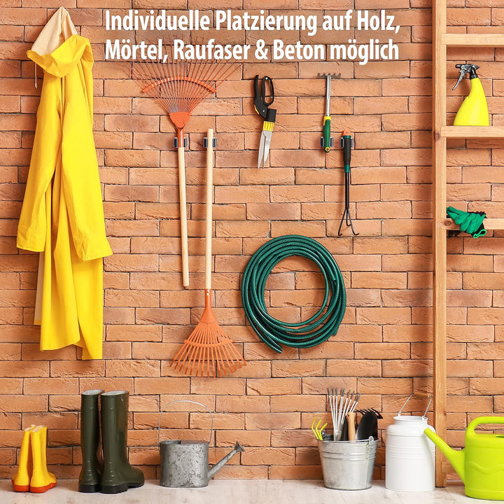Maila® Gerätehalter (10er Set, Schwarz) - Robuster 304er Edelstahl rostfrei - Besenhalterung Wand mi