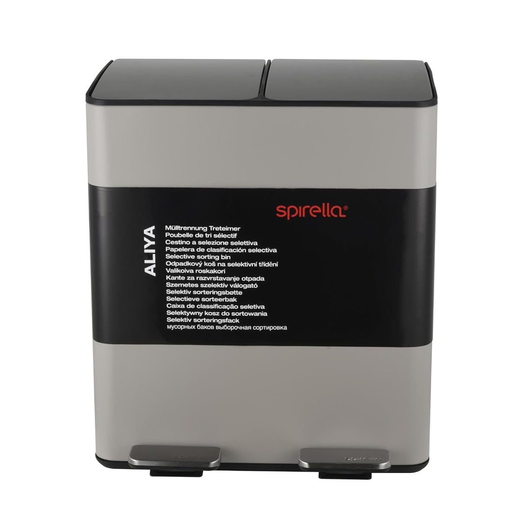 Spirella – 40-Liter-Küchenabfalleimer (2 x 20 Liter) mit Pedalantrieb – Modell Aliya – Gebürsteter E