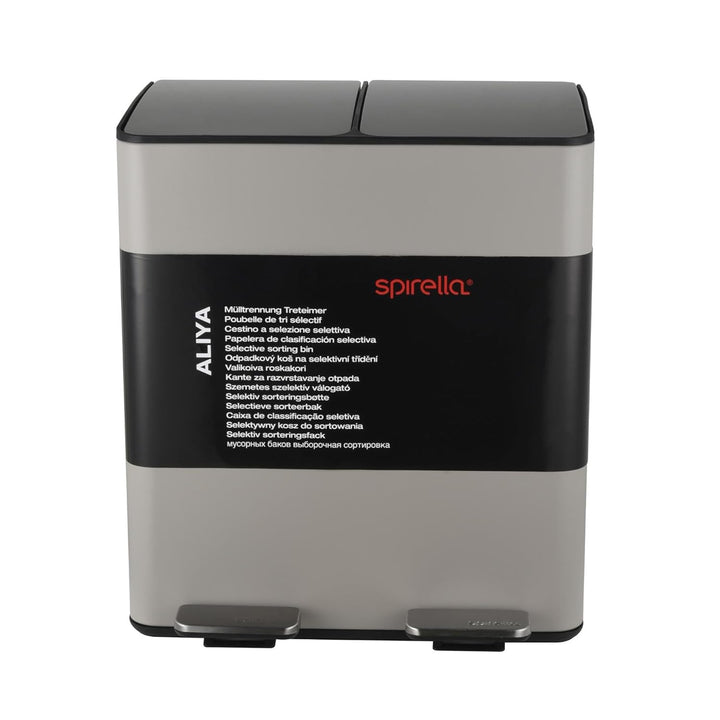 Spirella – 40-Liter-Küchenabfalleimer (2 x 20 Liter) mit Pedalantrieb – Modell Aliya – Gebürsteter E