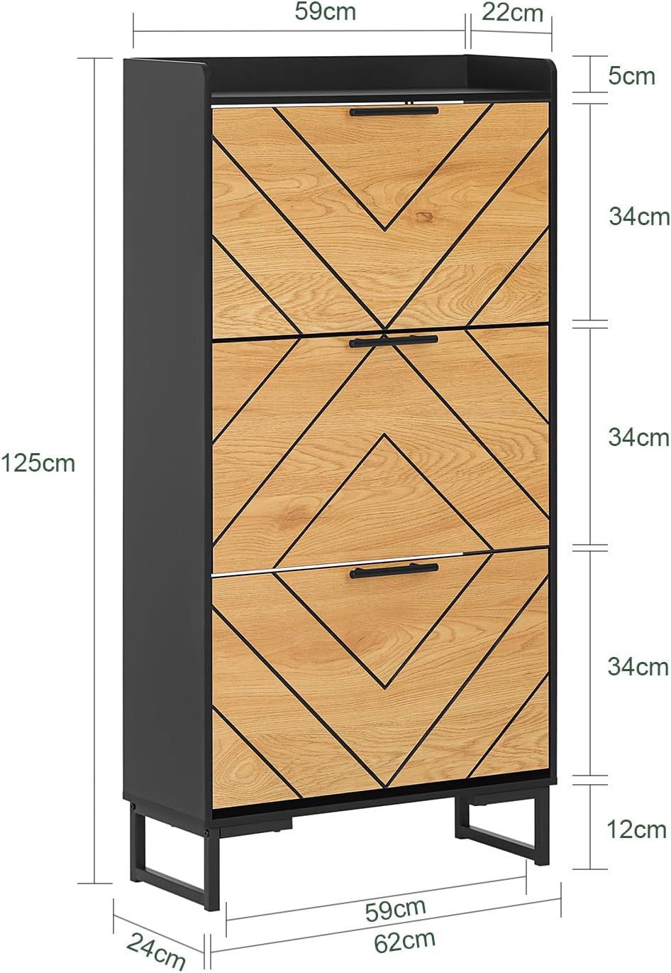 SoBuy Schuhkipper mit 3 Klappen Schuhablage Schuhschrank schmal Schuhregal mit 6 Ablageflächen Schuh