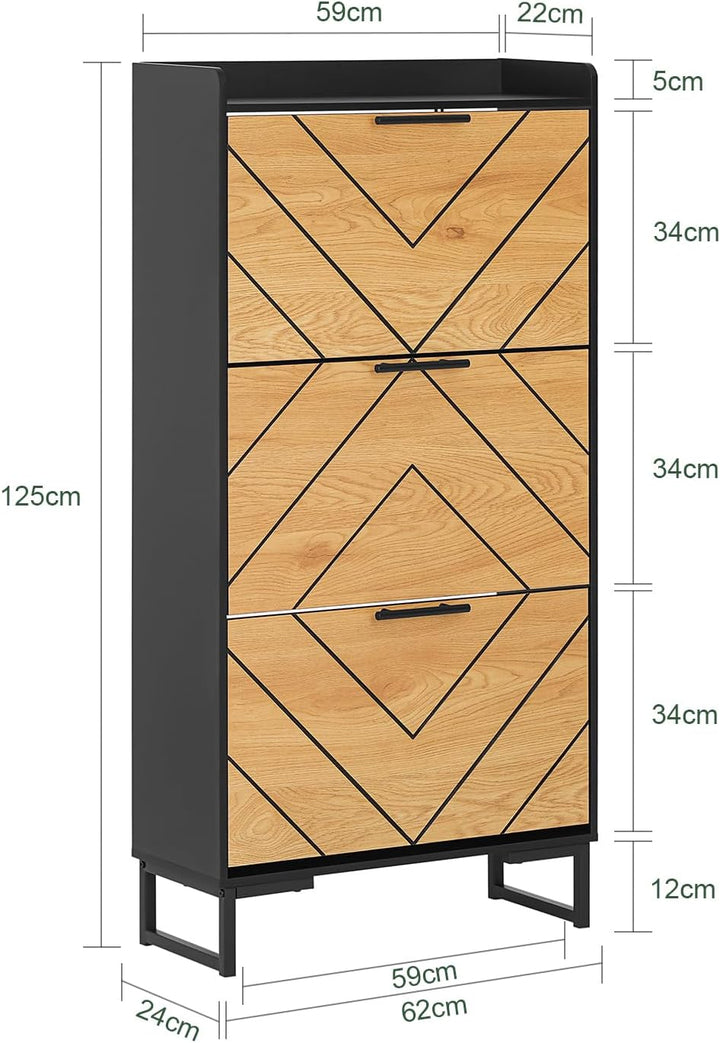 SoBuy Schuhkipper mit 3 Klappen Schuhablage Schuhschrank schmal Schuhregal mit 6 Ablageflächen Schuh