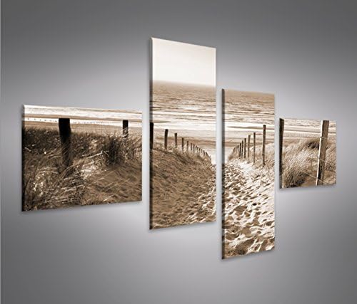 islandburner Bild Bilder auf Leinwand Weg zum Meer Sepia Nordseestrand 4L XXL Poster Leinwandbild Wa