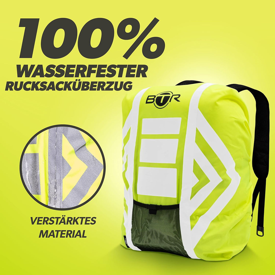BTR Wasserfester Regenschutz für den Rucksack, Regenschutz für Schulranzen Gelb Mittelgross (47cm x