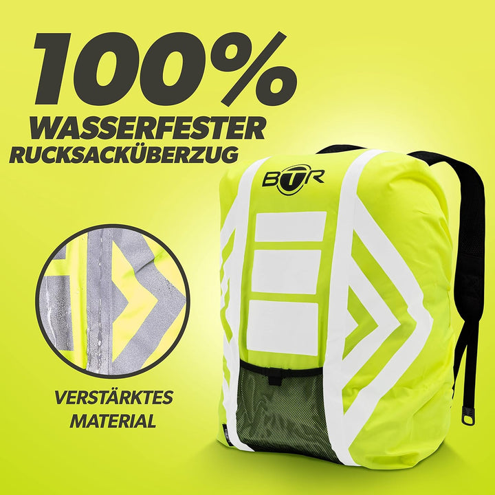 BTR Wasserfester Regenschutz für den Rucksack, Regenschutz für Schulranzen Gelb Mittelgross (47cm x