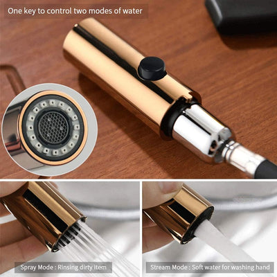 PHASAT Wasserhahn Küche 360° Drehbar, Küchenarmatur mit Brause Herausziehbar 2 Strahlarten, Spültisc