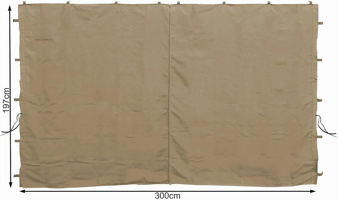 QUICK STAR 2 Seitenteile mit RV 300x195cm für Pavillons 3x3m Seitenwand Beige RAL 1001