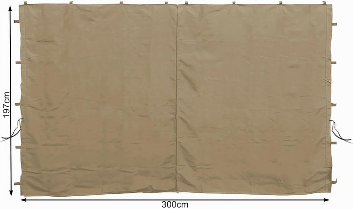 QUICK STAR 2 Seitenteile mit RV 300x195cm für Pavillons 3x3m Seitenwand Beige RAL 1001