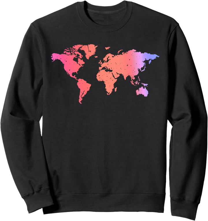Weltreise Reisen Farbenfrohe Karte Landkarte Weltkarte Sweatshirt