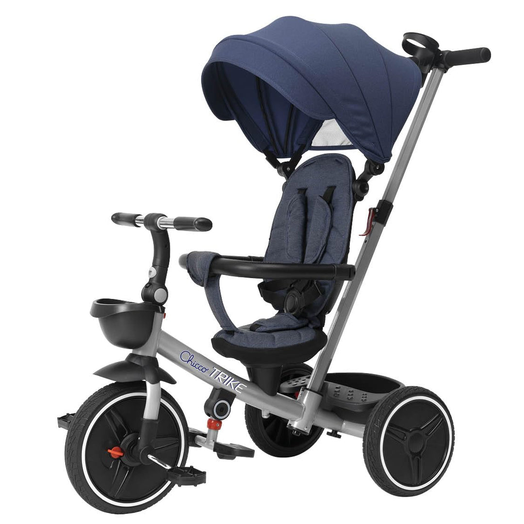 Chicco, 4in1 Trike, Metallrahmen, Eva-Gummiräder, 4-Punkt-Gurtsystem, Teleskopgriff und Abnehmbares