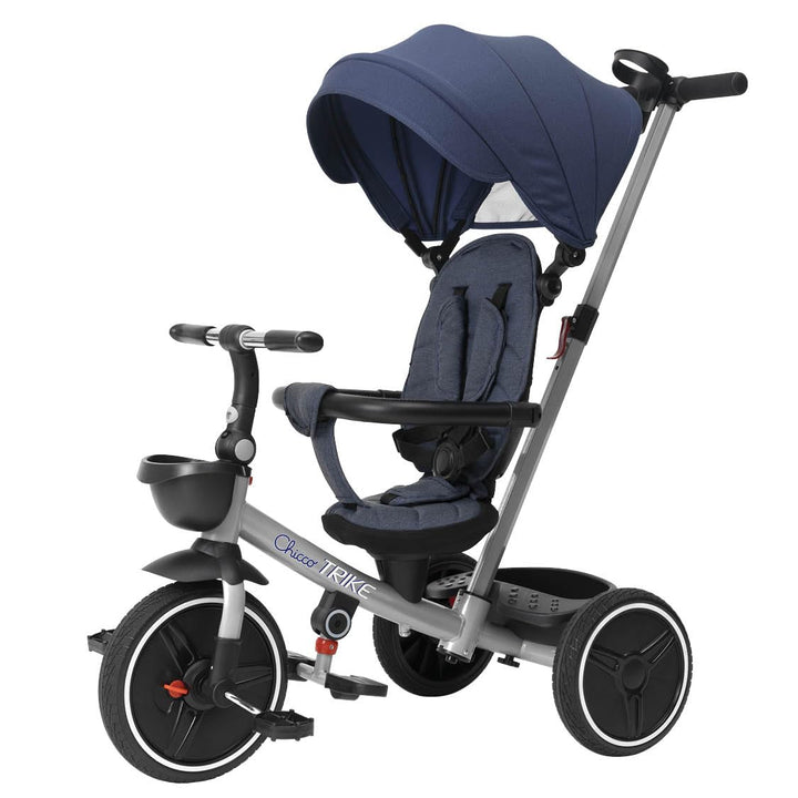 Chicco, 4in1 Trike, Metallrahmen, Eva-Gummiräder, 4-Punkt-Gurtsystem, Teleskopgriff und Abnehmbares