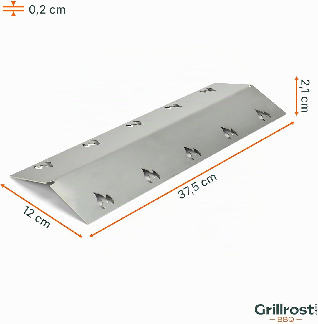 Grillrost.com Das Original Edelstahl Brennerabdeckung - 375x120mm - extra stark 1,5mm - passend für