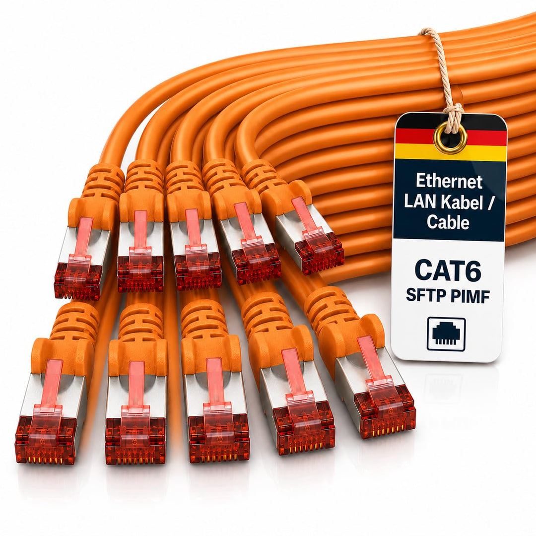 1aTTack.de 10x 7,5m - Cat 6 Netzwerk-Kabel Patch-Kabel Cat6 RJ45 SFTP - orange