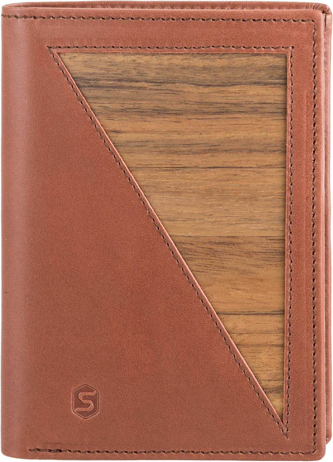 Sebastian Sturm Geldbörse Paul | Echtes Holz und Leder in Braun | Portemonnaie Brieftasche Geldbeute