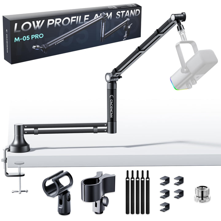 M05 Pro Galgenarm, 360° drehbarer Mikrofonständer mit Tischhalterung, faltbarer Schreibtisch-Mikrofo