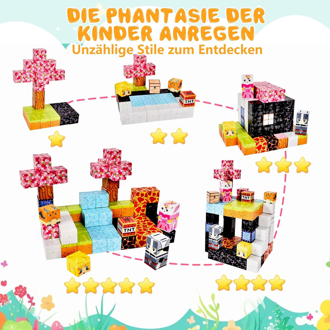 Ulikey Magnetische Bausteine, Build Mine Magnete Welt Zauberportal Edition, Magnetische Fliesen Spie