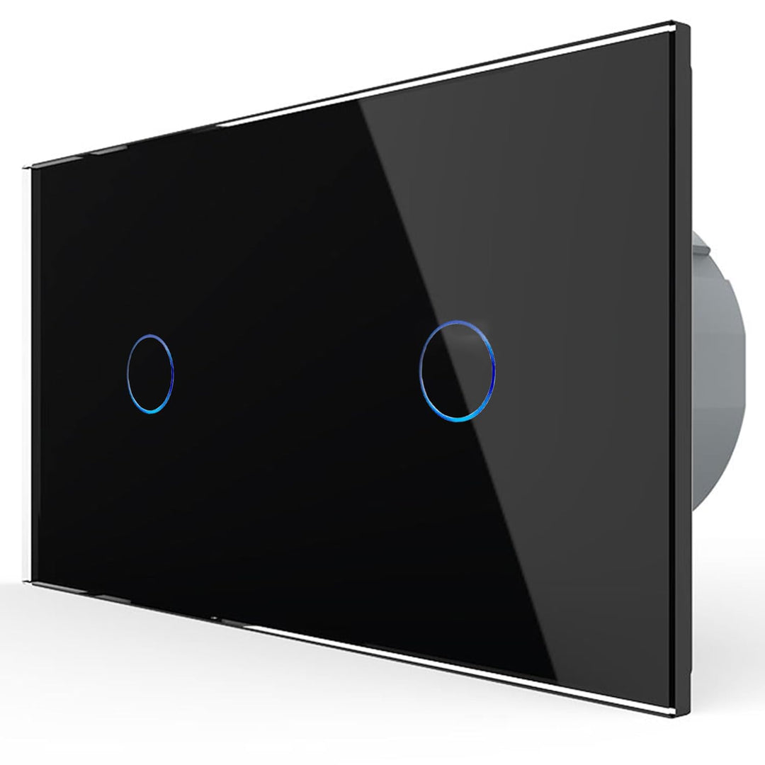 LIVOLO Lichtschalter und Wechselschalter/Kreuzschalter Wandschalter UP inkl. Glasrahmen in Schwarz