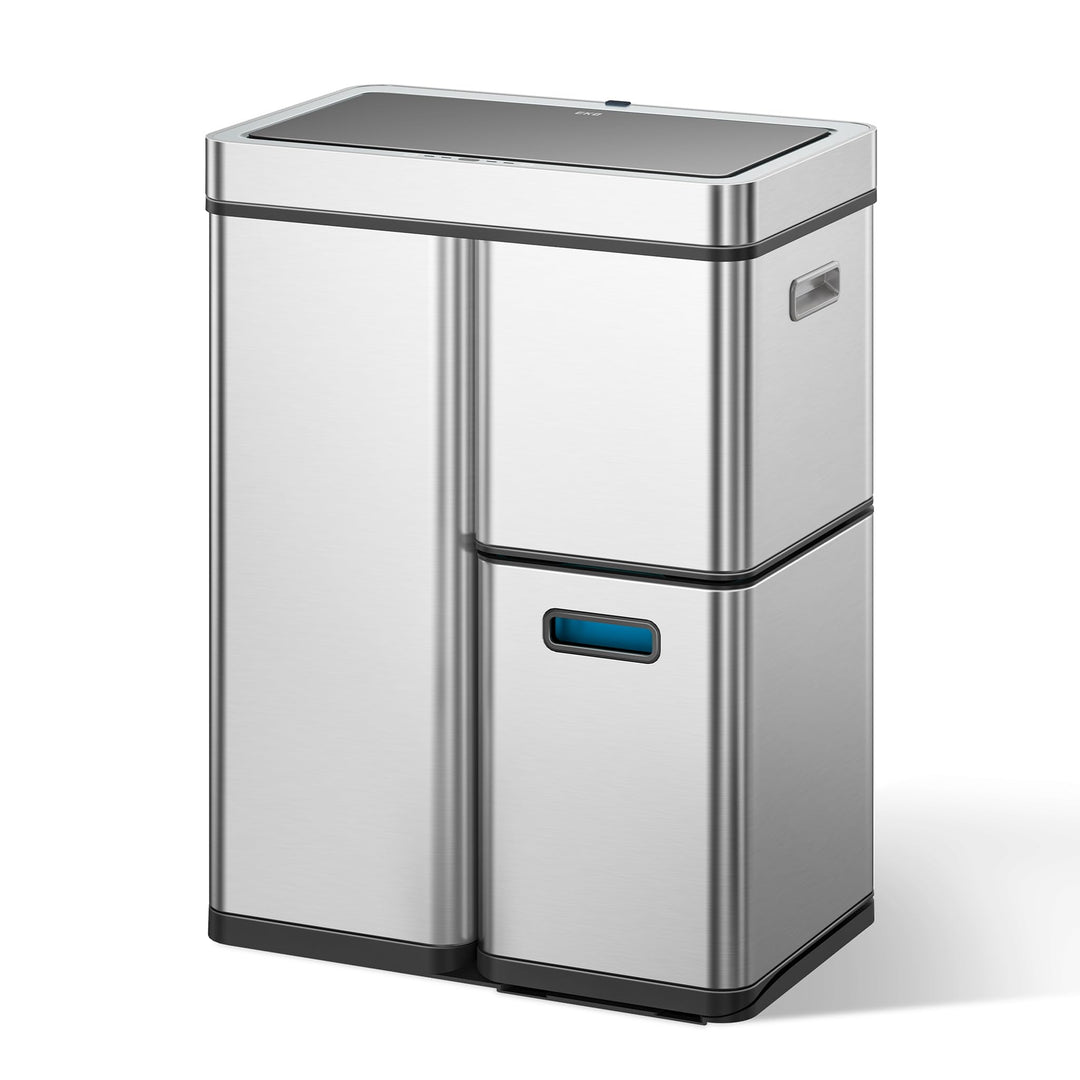 EKO Mirage Plus Mülltrennsystem mit 3 Fächer, 2 x 15 L und 30 L, Recycler Mülleimer mit Sensor, 3 Ku