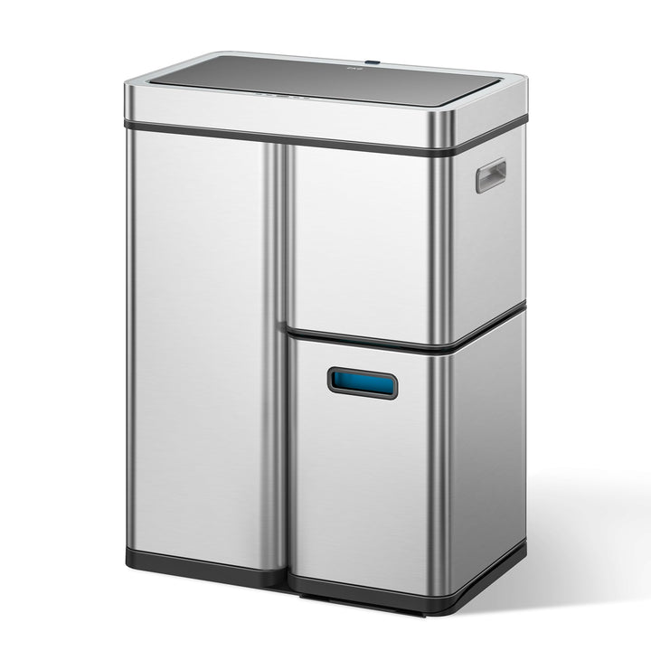 EKO Mirage Plus Mülltrennsystem mit 3 Fächer, 2 x 15 L und 30 L, Recycler Mülleimer mit Sensor, 3 Ku