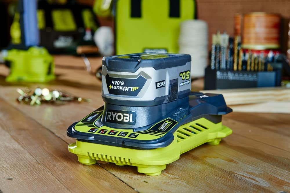 RYOBI 18 V ONE+ Akku-Schnellladegerät RC18150 (Ladestrom 5,0 A, kompatibel mit Allen RYOBI 18 V ONE+