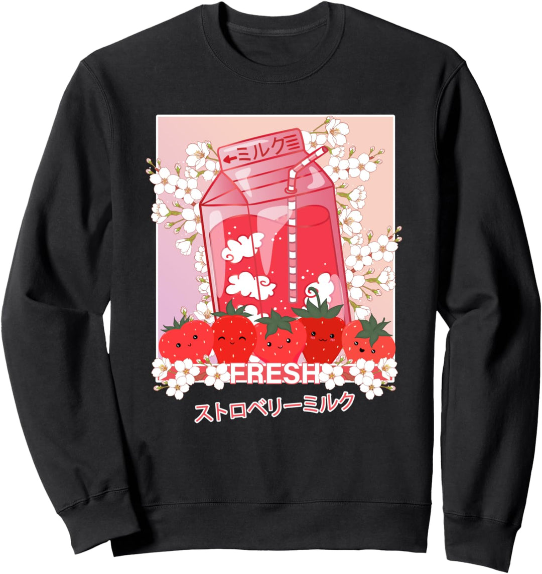 Kawaii Pastell Soft Grunge Japanische Erdbeer-Milchshake Sweatshirt