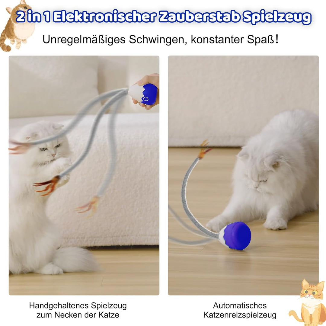 lifefav Katzenspielzeug, wiederaufladbares Katzenspielzeug mit Teaser-Plüsch/Silikonschwanz, elektri
